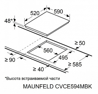 картинка Электрическая варочная панель Maunfeld CVCE594MBK2 